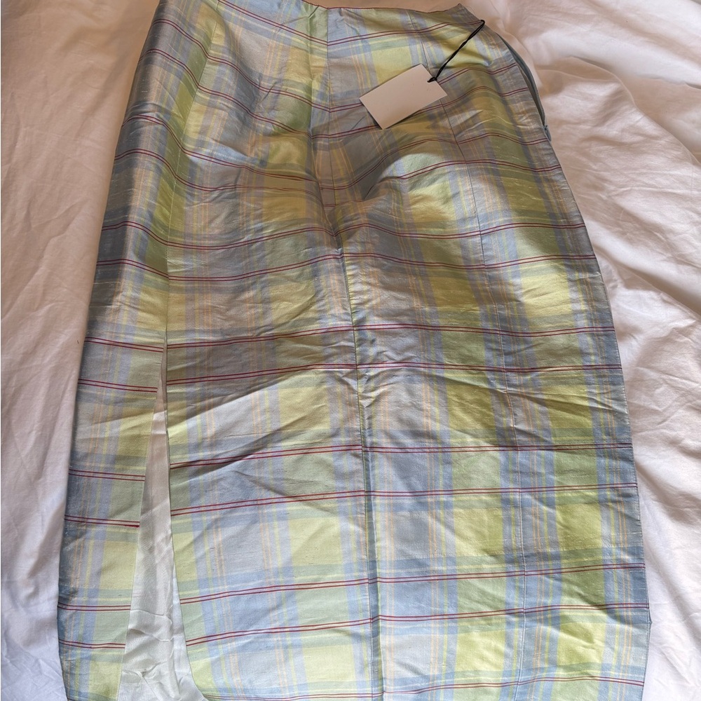 Markarian silk Plaid Pastel pencil Skirt